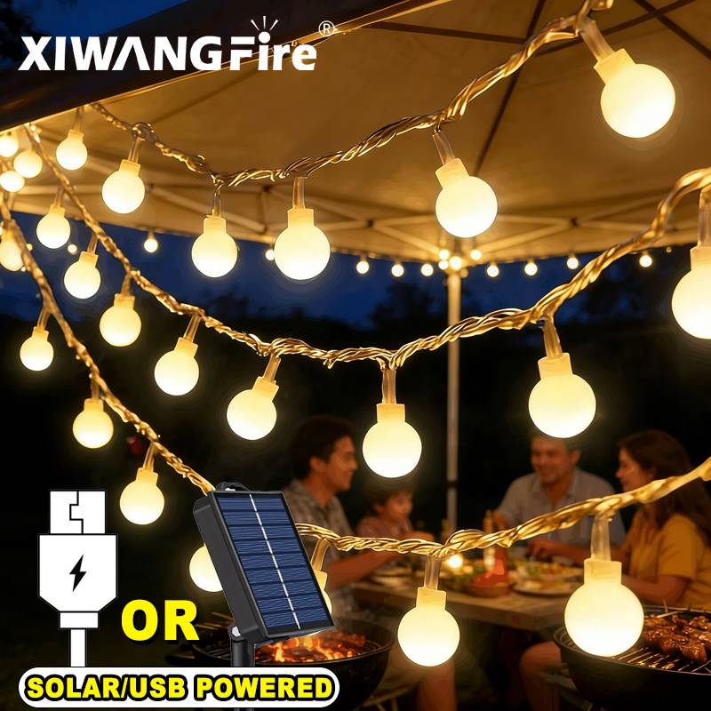 Solar Lamp - 3-10M Solar/USB/Battery String Lights, Fairy Globe