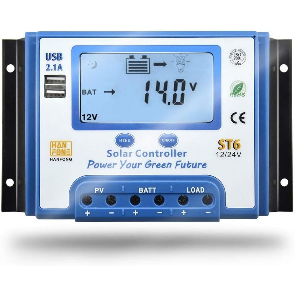 Charge Controller Solar - 60A Solar Charge Controller 12V/24V Automatic