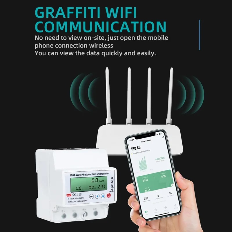 4P 1-100A WiFi Photovoltaic Sm - Energy Monitor Meter 评论和价格